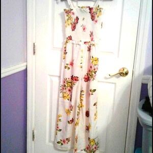 Feathers Boho Romantic Off-white Floral Wide Leg Jumpsuit